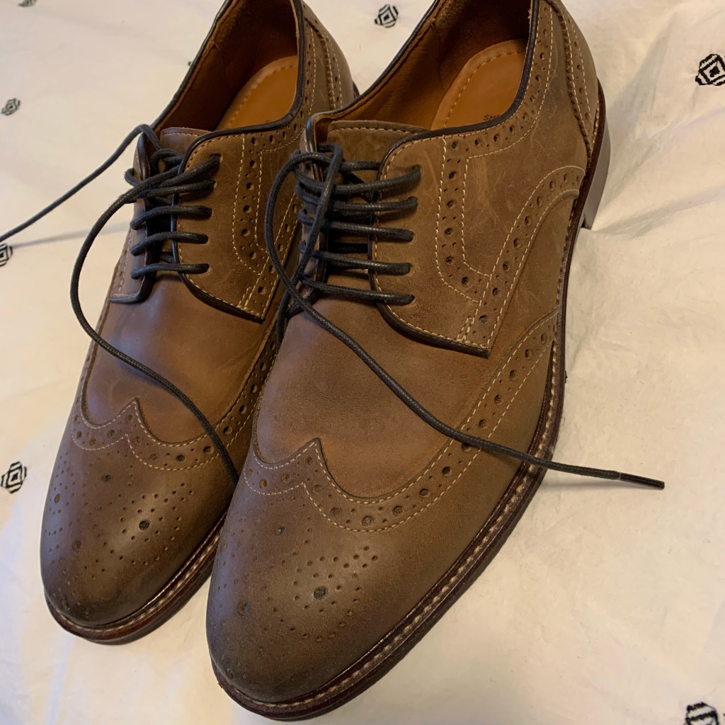 Brown Johnston & Murphy Cambridge Wingtip Oxford Dress Shoes